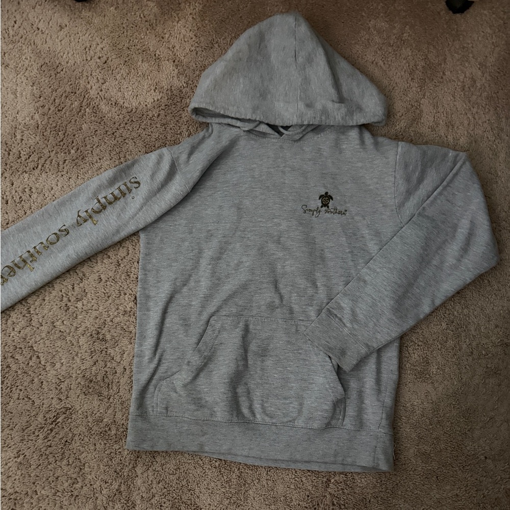 Simply Southern Collection Women’s Hoodie Gray With Plaid Turtle